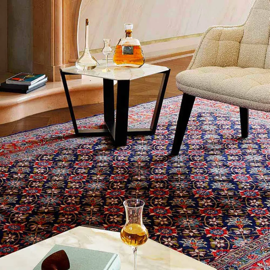 Modern Coffee Table in Gres and Beech Wood Made in Italy - Titanic Viadurini