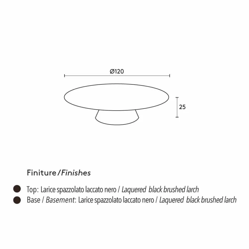 Contemporary living room coffee table in black lacquered larch wood Lily Viadurini