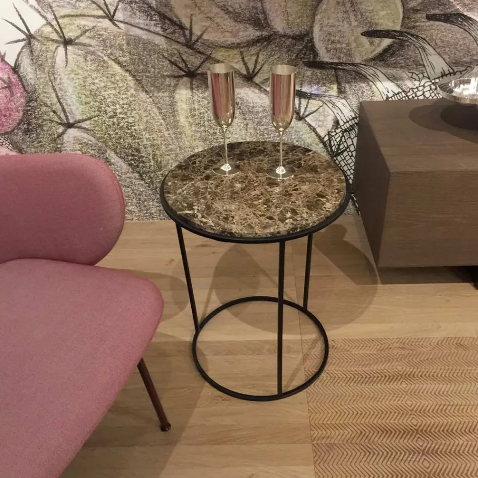 Modern Round Coffee Table in High Quality Metal and Marble - Raphael Viadurini