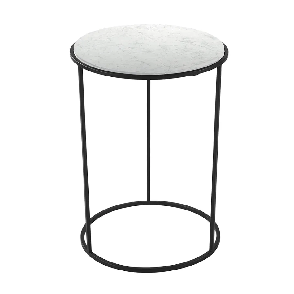 Modern Round Coffee Table in High Quality Metal and Marble - Raphael Viadurini