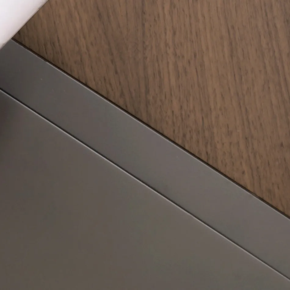 Oval Coffee Table in Metal and Two-Tone Wood Top - Comacchio Viadurini