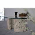 Classic coffee table made of Vicenza natural stone and crystal Lindos