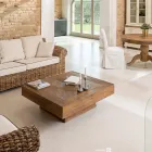 Square Coffee Table in Recycled Tropical Wood - Slide Viadurini