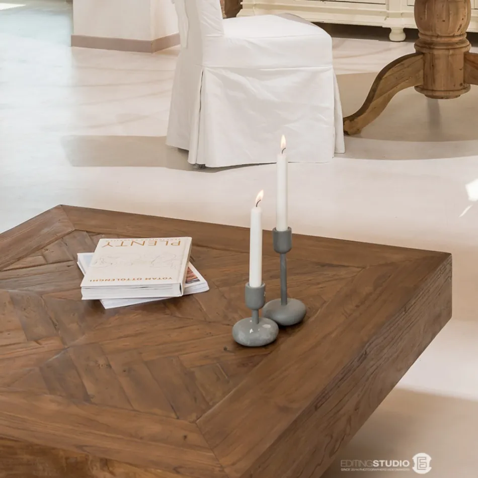 Square Coffee Table in Recycled Tropical Wood - Slide Viadurini