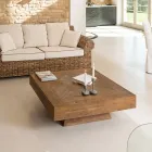 Square Coffee Table in Recycled Tropical Wood - Slide Viadurini