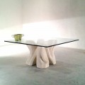 Squared Vicenza natural stone coffee table with crystal top Kos