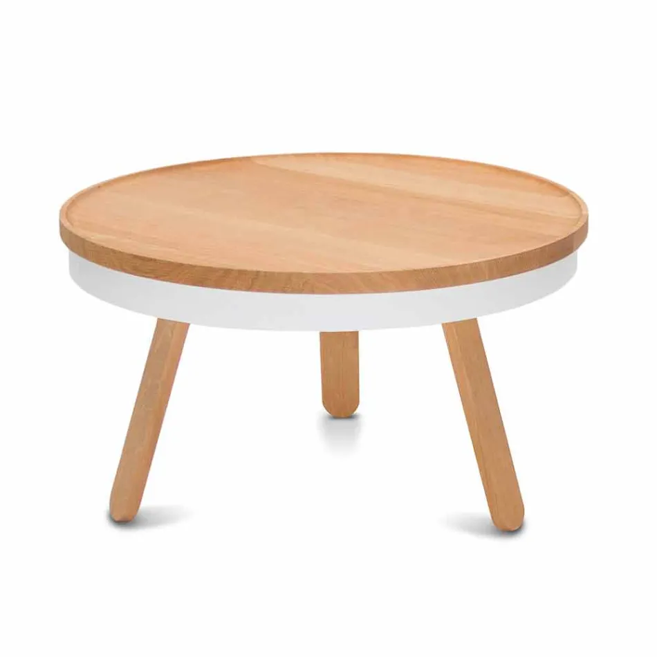 Round Design Coffee Table in Solid Wood and Metal - Salerno Viadurini