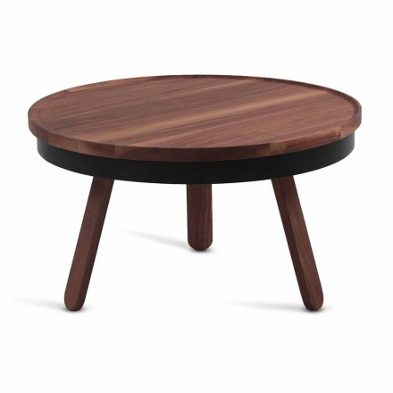 Round Design Coffee Table in Solid Wood and Metal - Salerno Viadurini