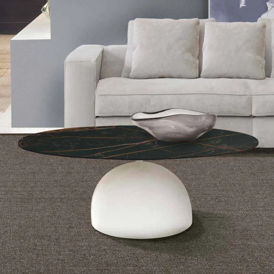 Round Coffee Table in Ceramic and Metal Made in Italy - Livigno Viadurini