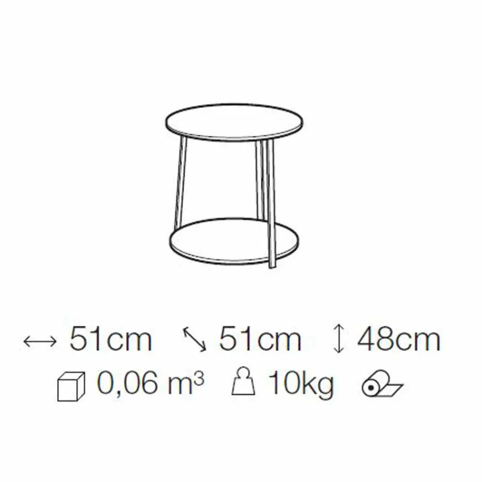 Round Coffee Table in Mdf with Metal Structure Made in Italy - Aloe Viadurini