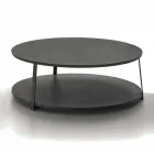 Round Coffee Table in Mdf with Metal Structure Made in Italy - Aloe Viadurini