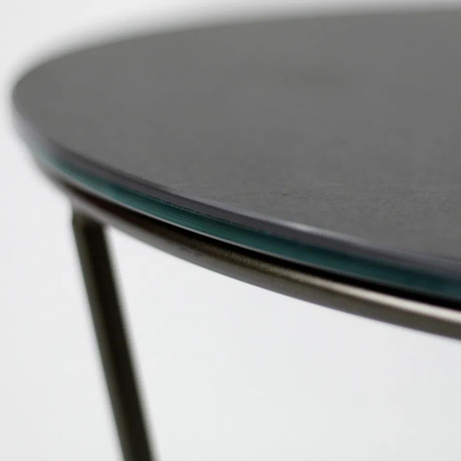 Round Coffee Table Made in Stoneware and Steel Made in Italy - Paini Viadurini