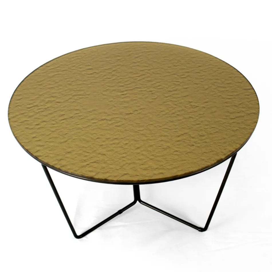 Round Coffee Table Made in Glass and Steel Made in Italy - Paini Viadurini