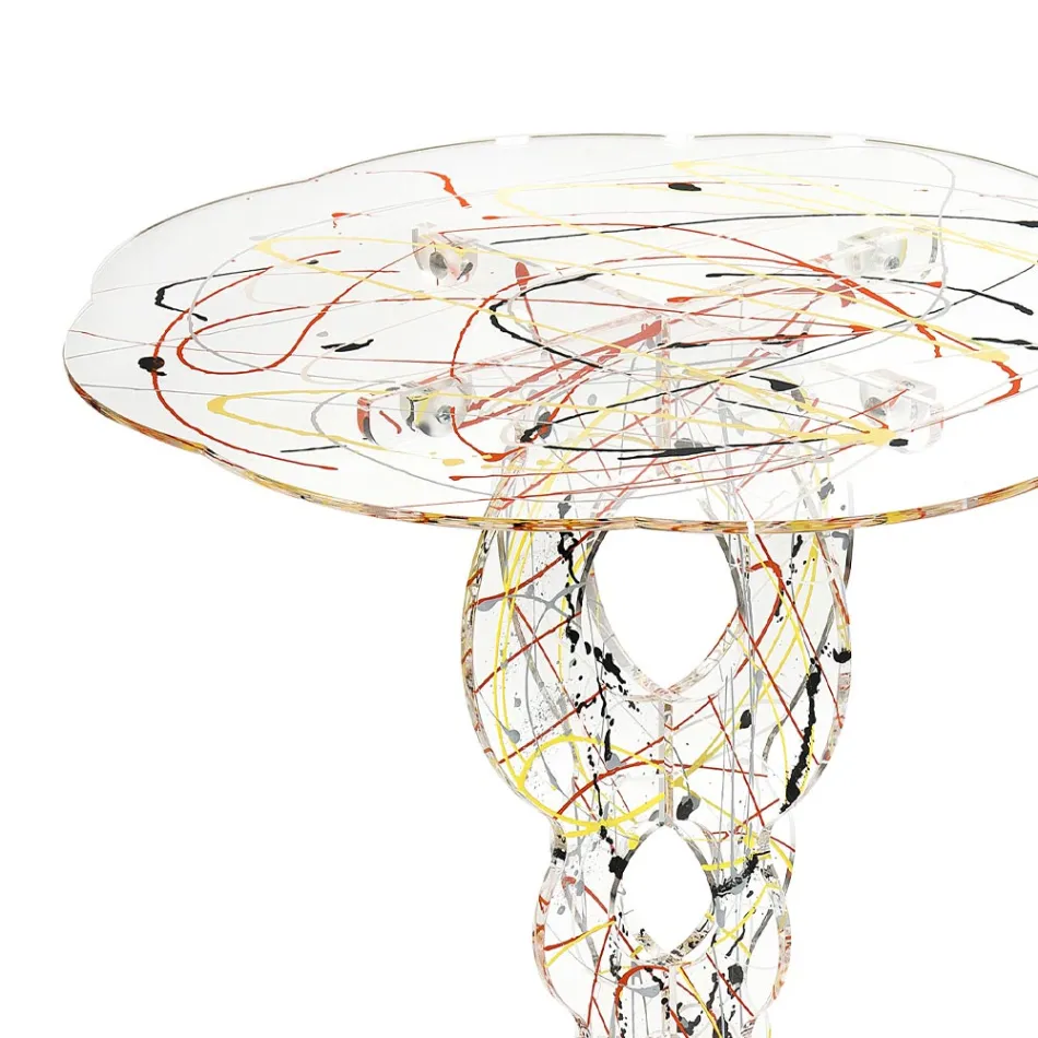 Round Transparent Plexiglass Coffee Table and Colored Top - Phosphorus Viadurini