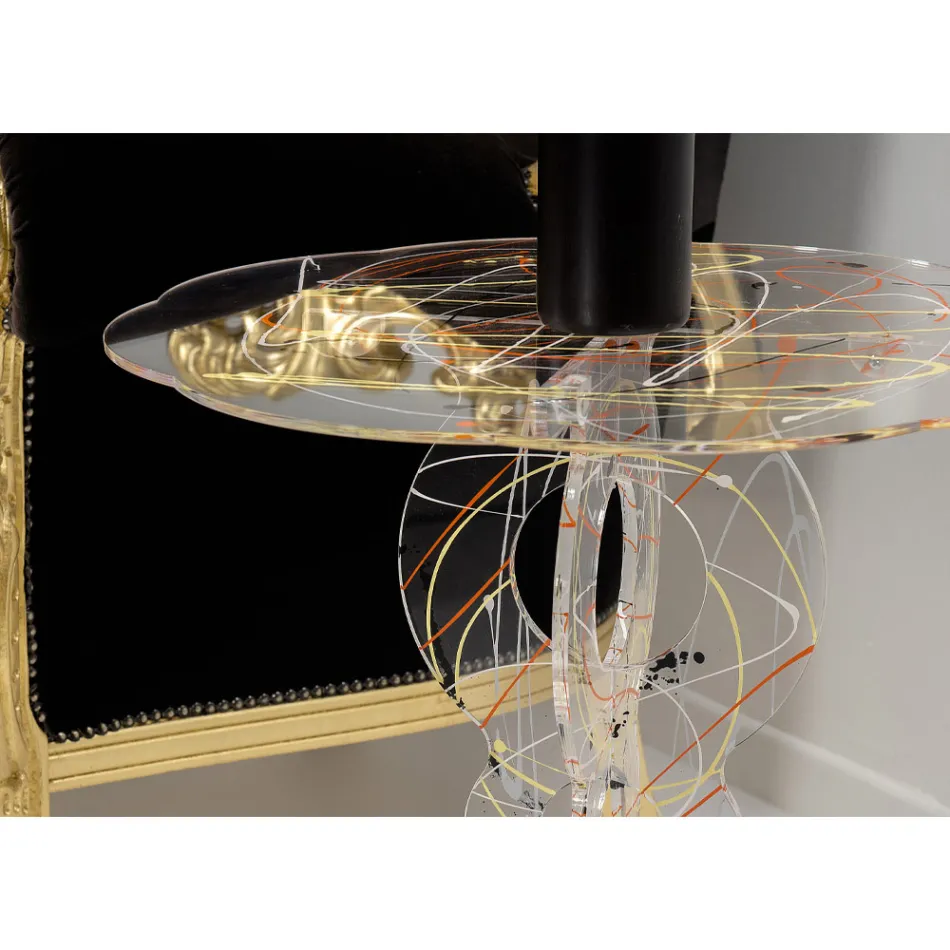 Round Transparent Plexiglass Coffee Table and Colored Top - Phosphorus Viadurini