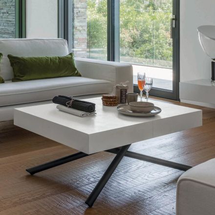 Transformable Coffee Table in Wood and Metal, Made in Italy - Sanrocco Viadurini
