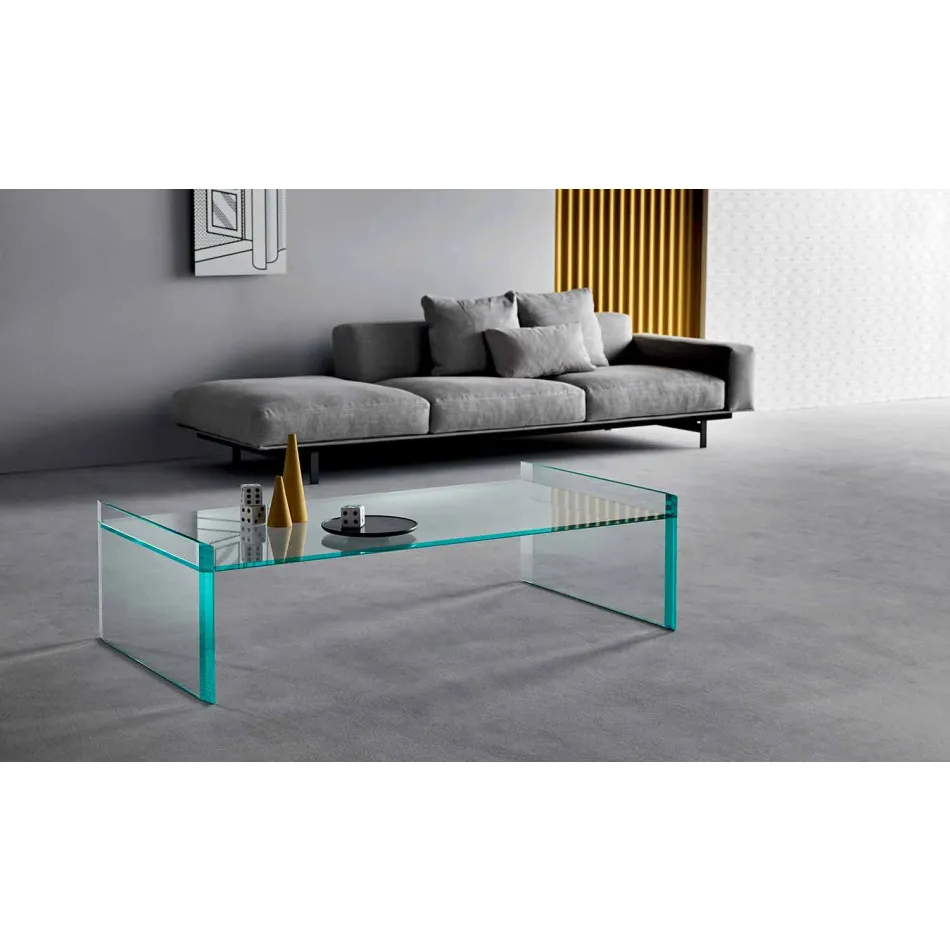 Extra-clear glass coffee table with bevel Made in Italy - Imperative Viadurini