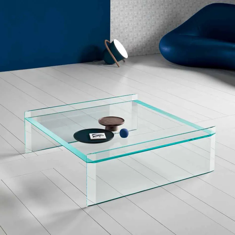 Extra-clear glass coffee table with bevel Made in Italy - Imperative Viadurini