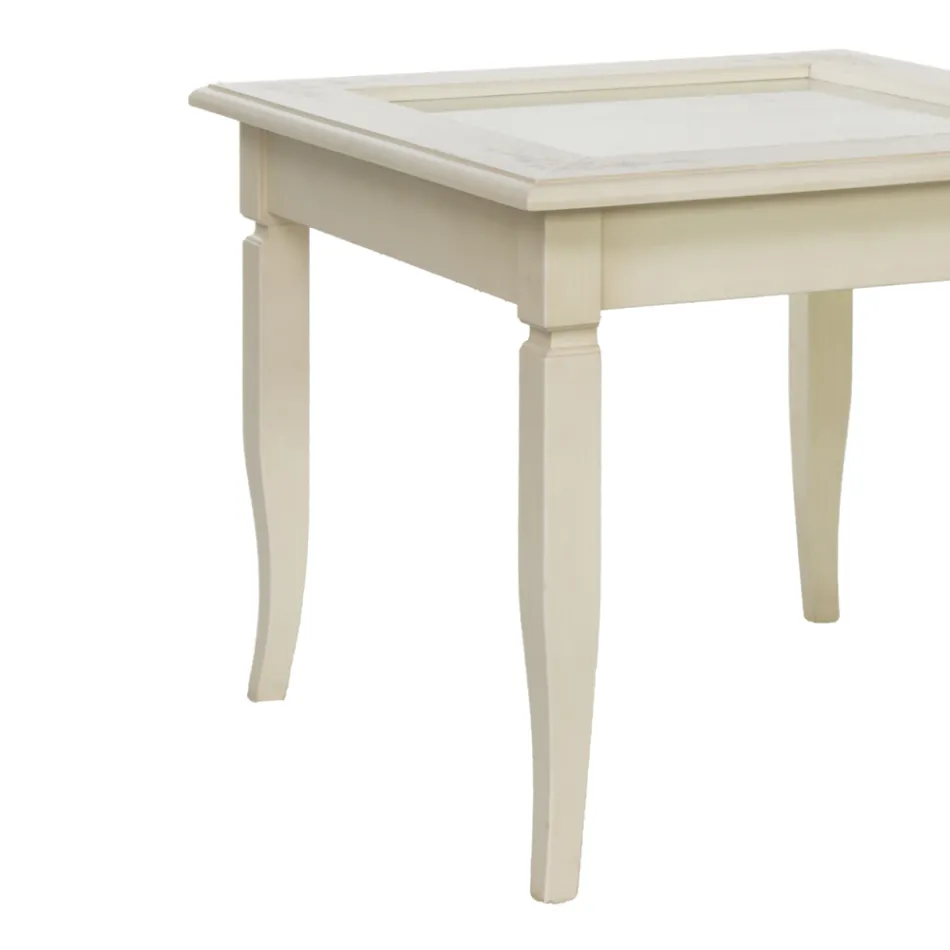 Living room coffee table with glass upholstered noticeboard Made in Italy - Demetra Viadurini