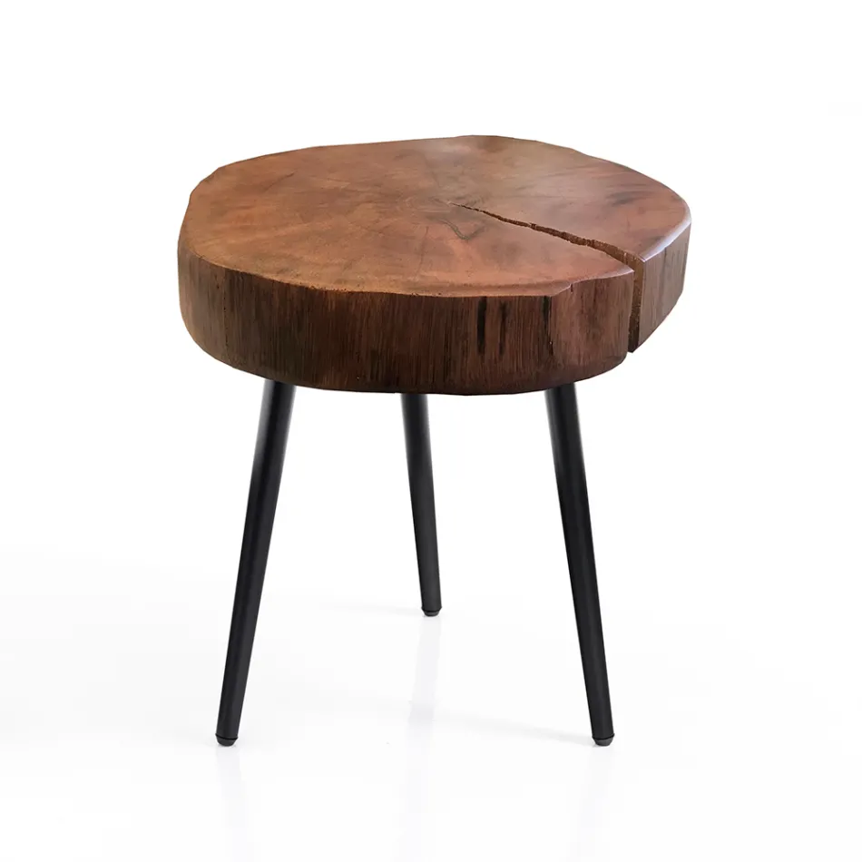 Living room coffee table with metal legs and solid wood top - Sardinia Viadurini