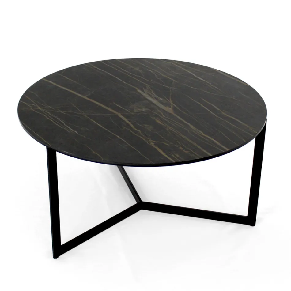 Coffee Table in Steel and Porcelain Stoneware Made in Italy - Aspira Viadurini
