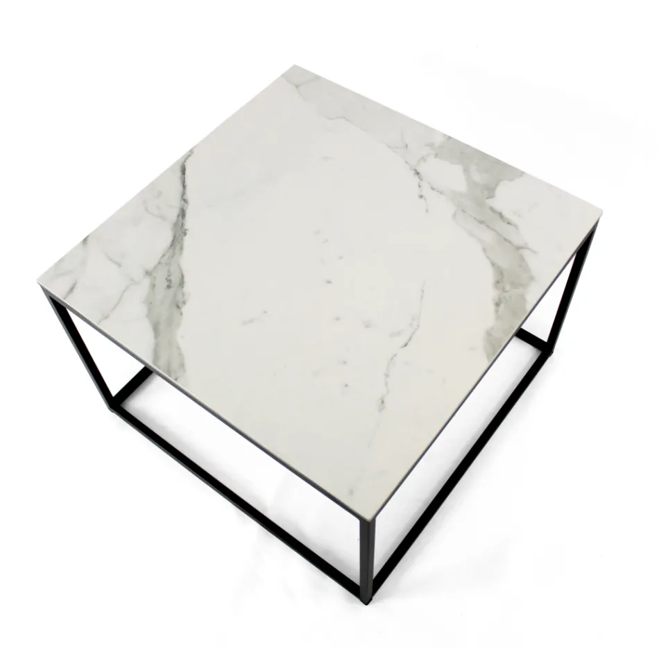 Stoneware and Steel Coffee Table Made in Italy - Birba Viadurini