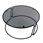 Coffee Table with Glass Top and Round Base Made in Italy - Tullia Viadurini