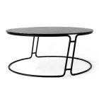 Coffee Table with Glass Top and Round Base Made in Italy - Tullia Viadurini
