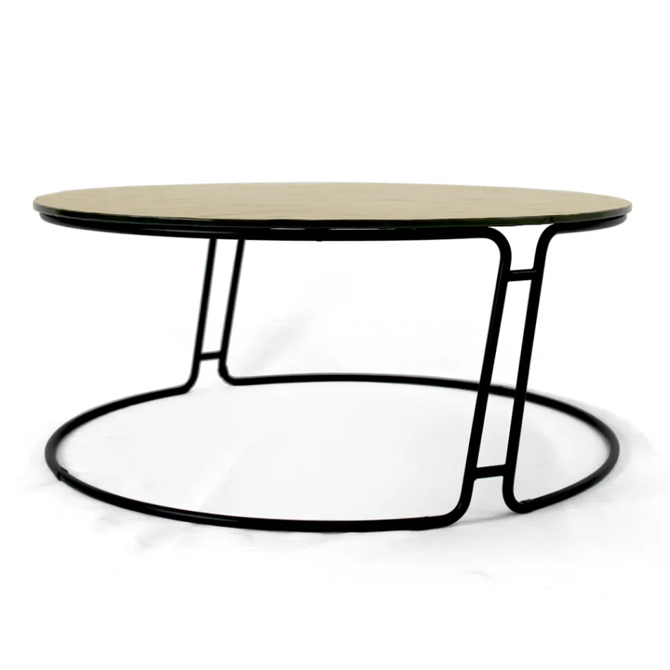 Coffee Table with Glass Top and Round Base Made in Italy - Tullia Viadurini