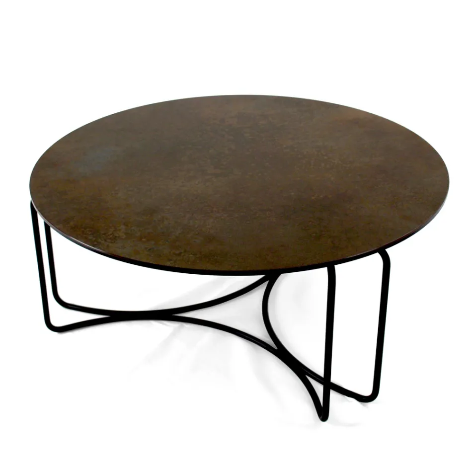 Round Coffee Table with 3 Crescent Base Made in Italy - Arepa Viadurini