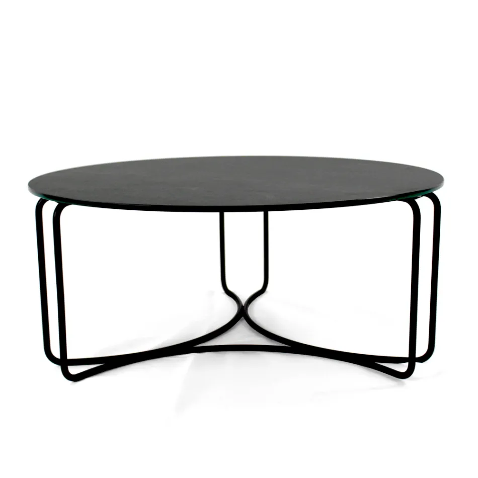 Round Coffee Table with 3 Crescent Base Made in Italy - Arepa Viadurini