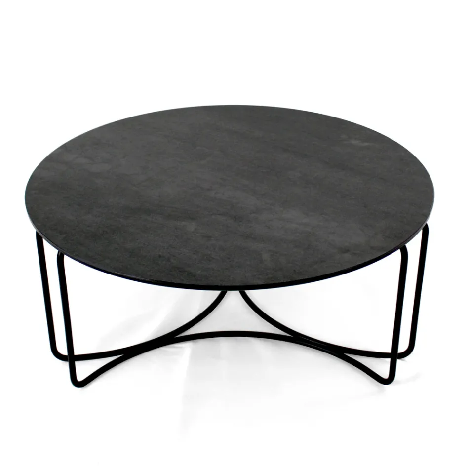 Round Coffee Table with 3 Crescent Base Made in Italy - Arepa Viadurini