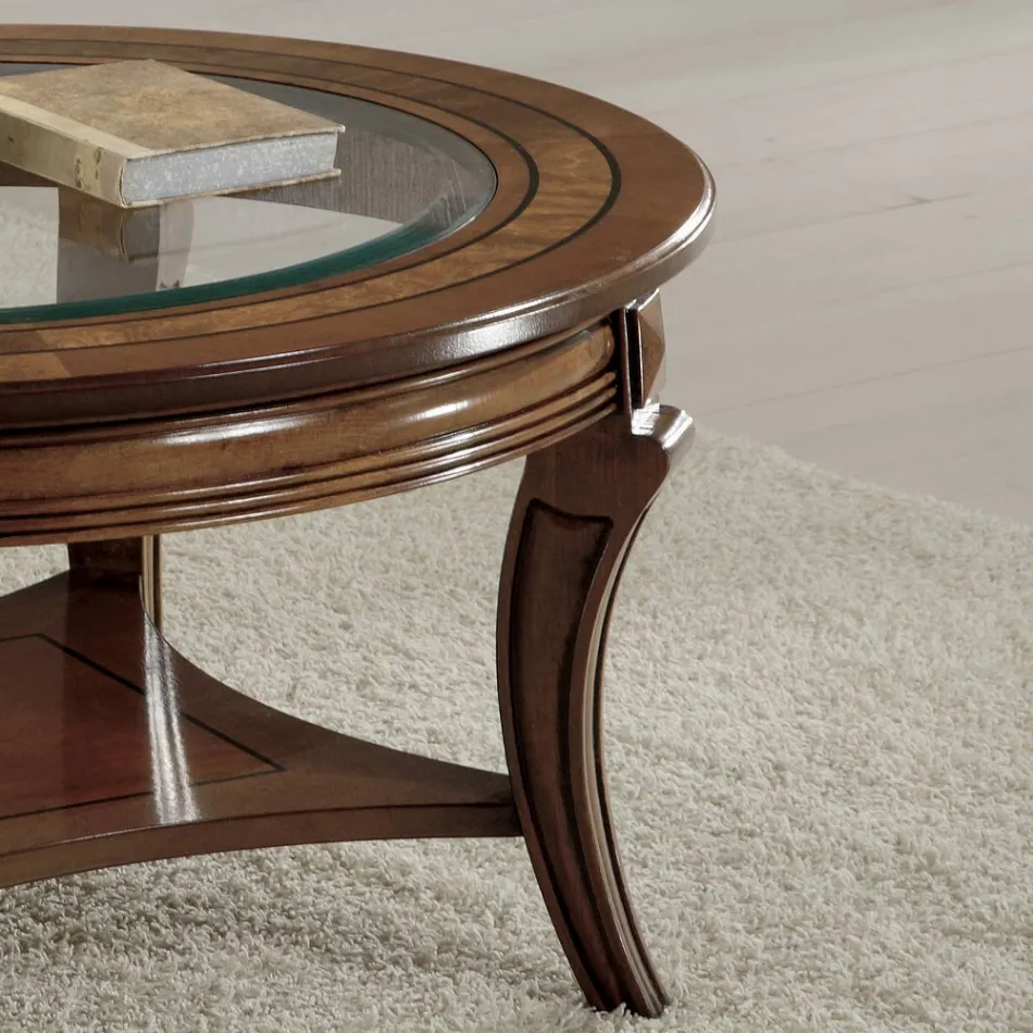 Round Living Room Coffee Table with Glass Top Made in Italy - Onatha Viadurini