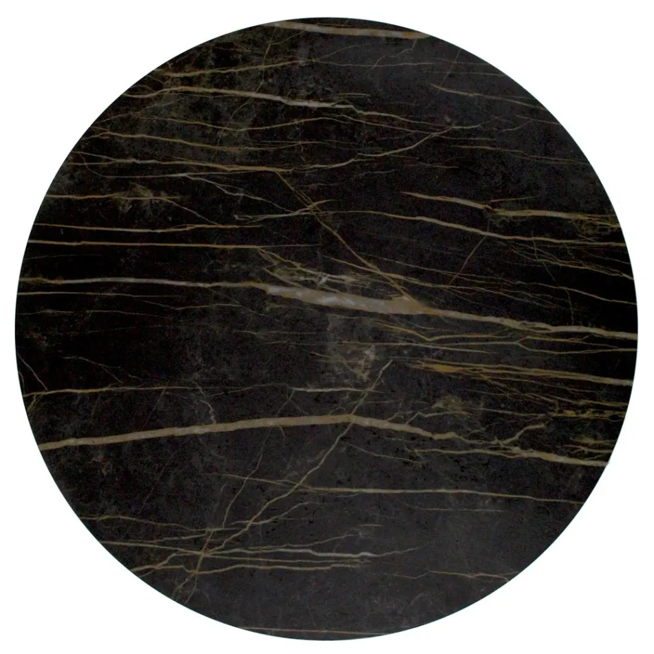 Round Coffee Table in Steel and Stoneware Made in Italy - Alisea Viadurini