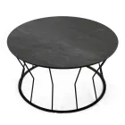Round Coffee Table in Steel and Stoneware Made in Italy - Alisea Viadurini