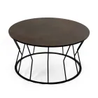 Round Coffee Table in Steel and Stoneware Made in Italy - Alisea Viadurini