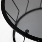 Round Coffee Table in Steel and Glass Made in Italy - Alisea Viadurini
