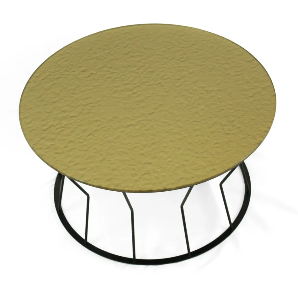 Round Coffee Table in Steel and Glass Made in Italy - Alisea Viadurini