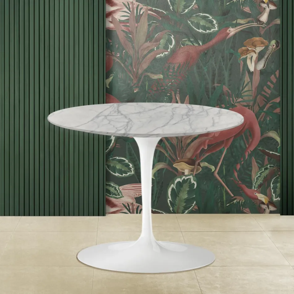 Eero Saarinen Coffee Table H 41 in Statuarietto Carrara Marble Made in Italy Viadurini