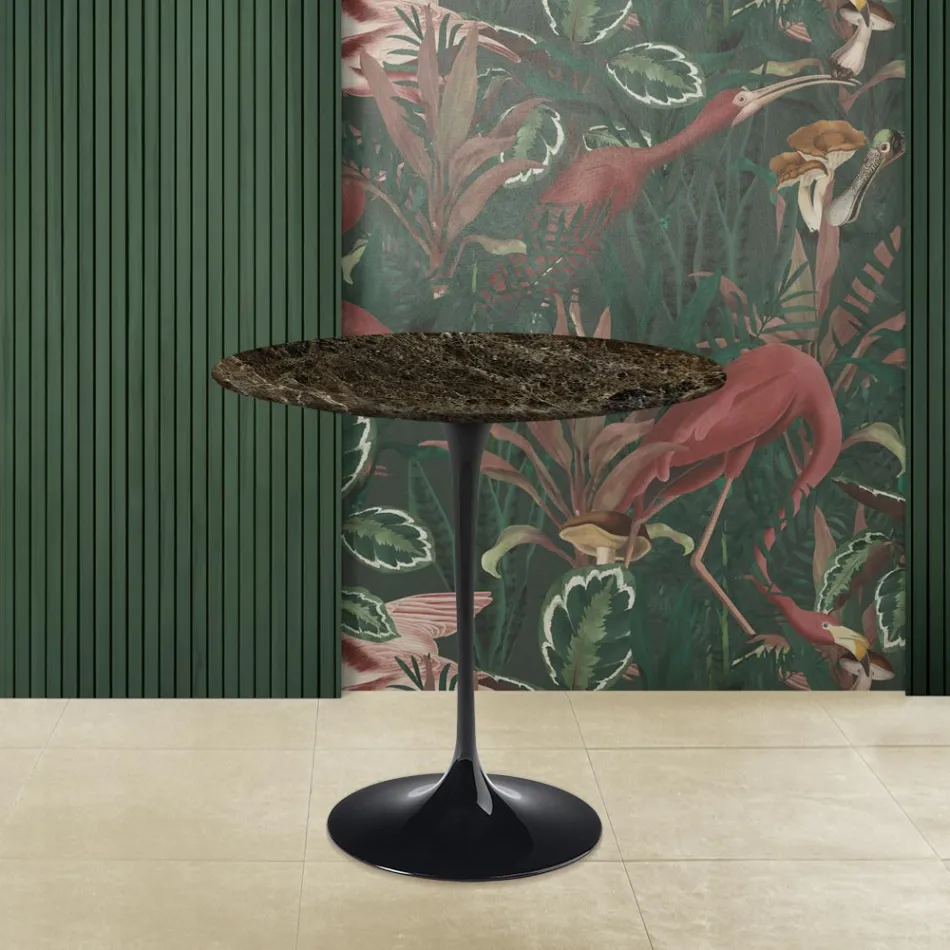 Eero Saarinen H 52 Oval Coffee Table in Emperador Dark Marble Made in Italy - Scarlet Viadurini