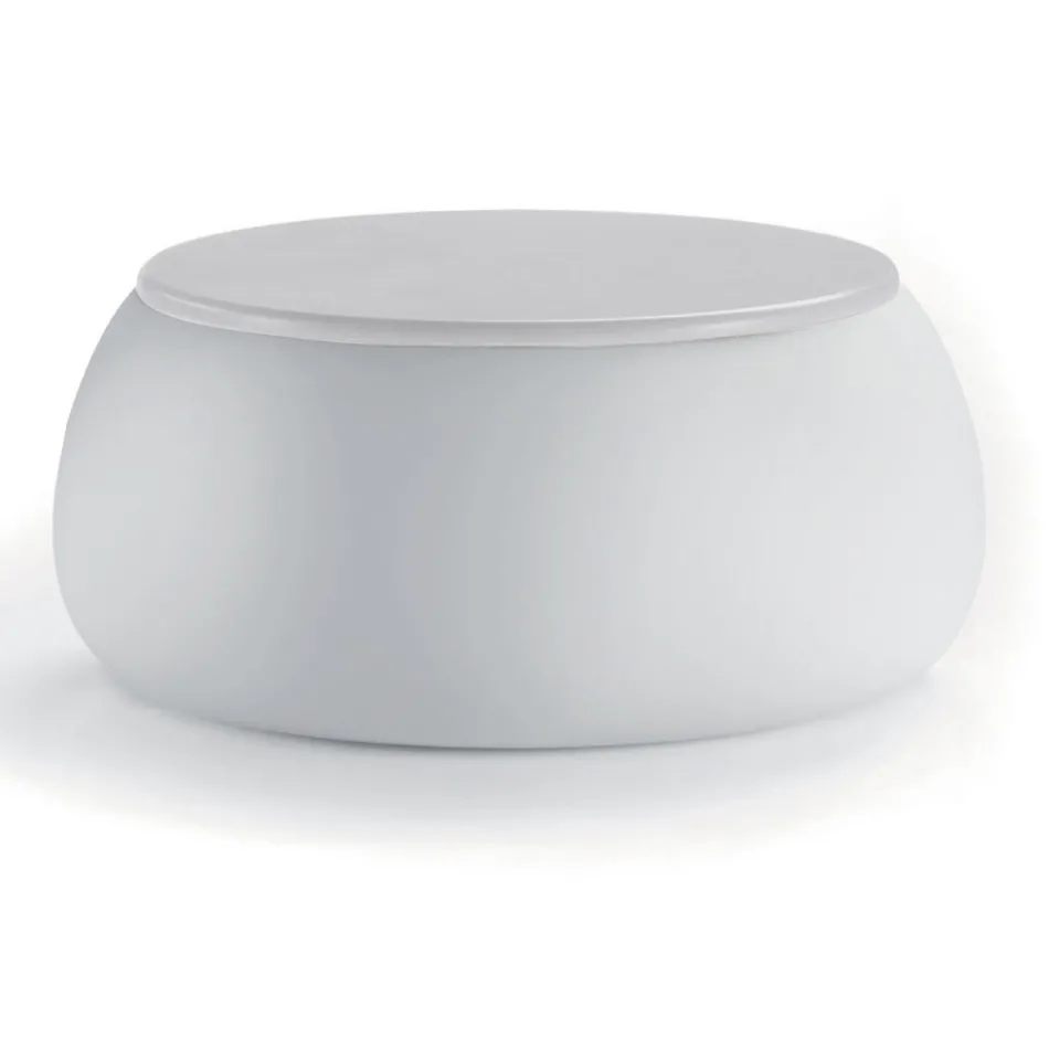 Garden Coffee Table with Round Top in Polyethylene Made in Italy - Tibaldo Viadurini