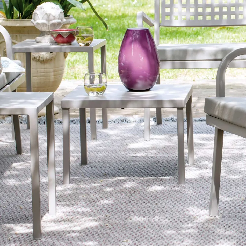 Stackable Garden Coffee Table in Galvanized Steel Made in Italy - Aberdeen Viadurini