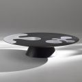 Black Lacquered Larch Coffee Table with Satin Stainless Steel Inserts - Vergine