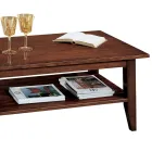 Patinated Walnut Finish Wooden Coffee Table with Shelf Made in Italy - Pekele Viadurini