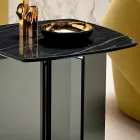 Sofa Side Table for Living Room with Ceramic Top and Smoked Glass - Random Viadurini