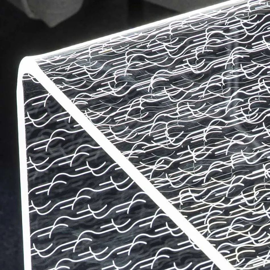 Transparent Acrylic Led Luminous Coffee Table Laser Engraved Decor - Robiola Viadurini