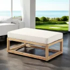 Outdoor Coffee Table or Pouf in Natural Teak and Cushions - Circe Viadurini