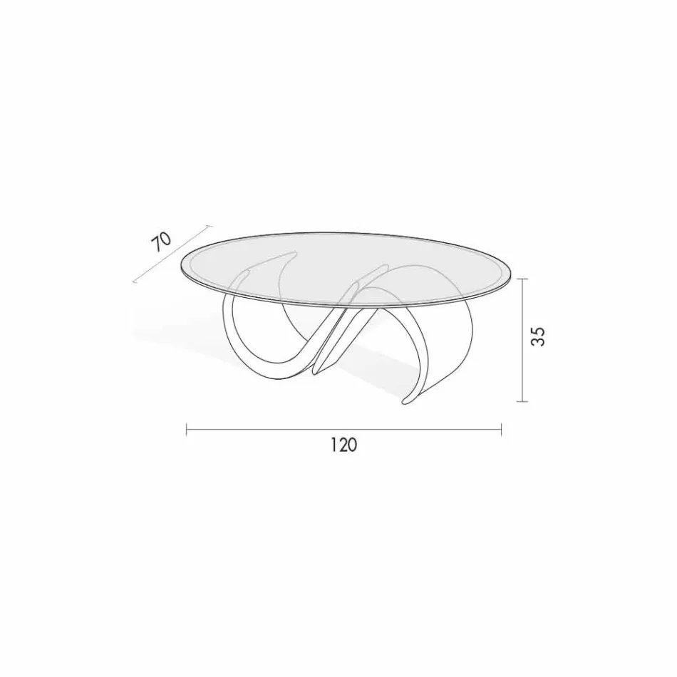 Oval Coffee Table in Beveled Glass and Synthetic Marble Made in Italy - Barbera Viadurini