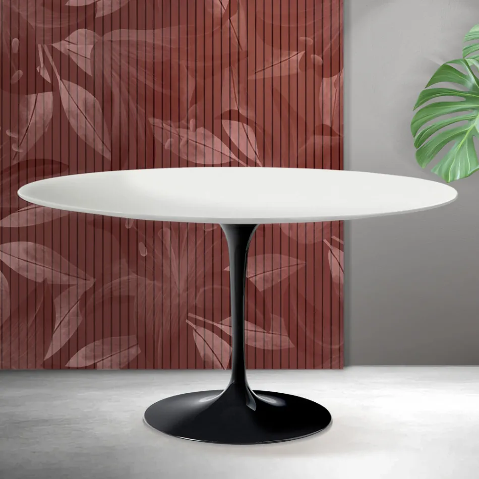 Saarinen Tulip Oval Coffee Table H 41 cm in Matte White Florim Ceramic - Scarlet Viadurini