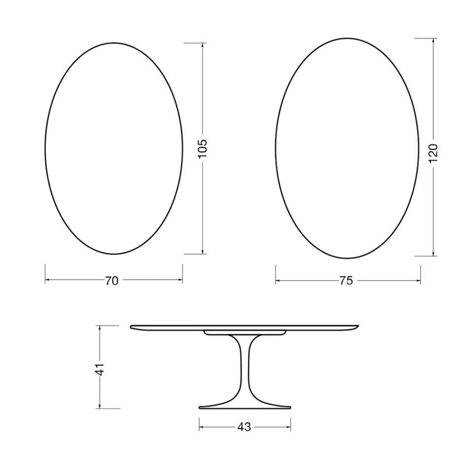 Saarinen Tulip Oval Coffee Table H 41 cm in Glossy Statuario Florim Ceramic - Scarlet Viadurini